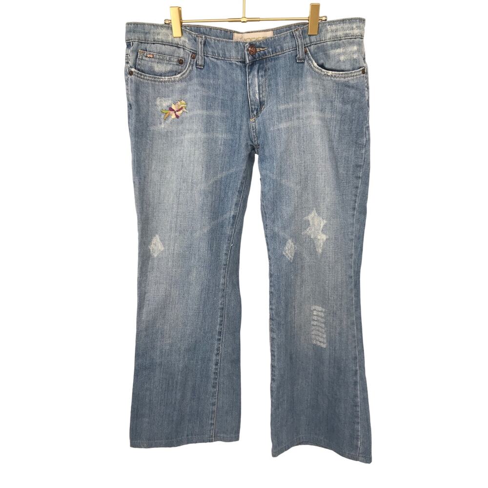 Joe’s Jeans Havens Embroidered Light Wash Distressed Straight Jeans Size 32